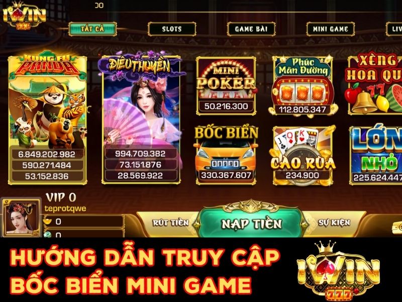 Hướng dẫn truy cập vào tựa game Bốc biển Iwin 