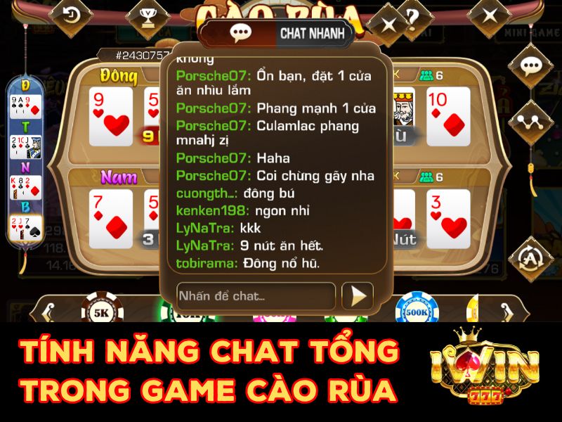 Tính năng chat tổng khi chơi